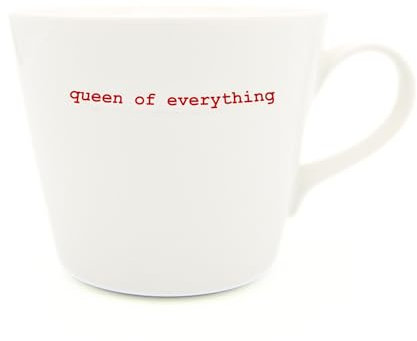 Keith Brymer Jones - Gamme Word – Tasse standard en céramique blanche – Queen of Everything – 350 ml – Boîte cadeau