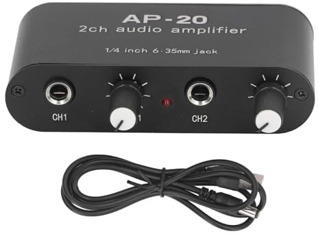 Fafeicy Zweikanal-Sound-Vorverstärker, 1/4 Zoll, 6,35 Mm, 0 Bis 20 DB Verstärkung, Sound-Verstärker für Mikrofon-Instrumente, DC 5 V, 12 V