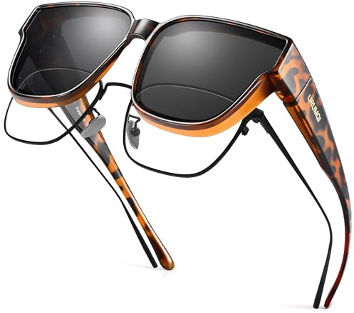 URUMQI Überzieh Sonnenbrille über Normale Brille, Polarisierte Überbrille Sonnenbrille für Brillenträger Damen, Quadratisch Sonnenbrillen zum Überziehen Fit over Sunglasses mit UV400 Schutz