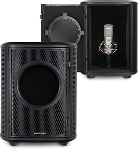 Pronomic MP-360 Mikrofon Isolationsbox - Mobiler Schallschutz mit zweischichtigem Popfilter – Popschutz Micscreen und Schallabsorbierende Gesangskabine - Perfekt für Studio oder Podcast - Vocal booth