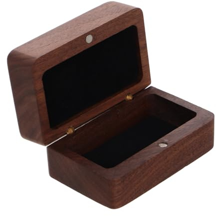 LIFKOME Ringbox Holz Rechteckig Walnussholz Schmuckkästchen Mit Deckel Verlobungsringbox Eheringbox Für Hochzeit Geschenk