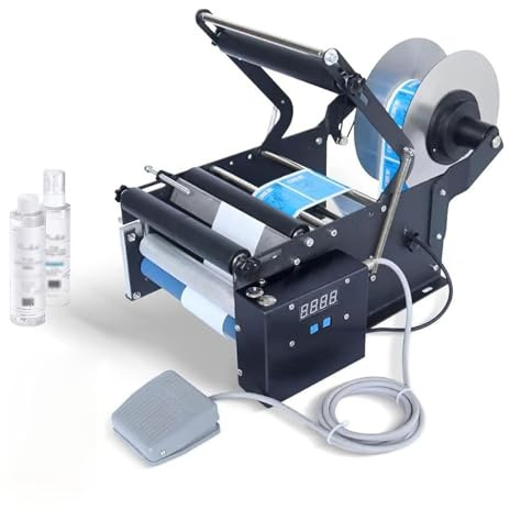 Rundflaschen-Etikettiermaschine,Halbautomatische Etikettiermaschine mit Fußpedal,Die Etikettierleistung Beträgt Etwa 20-40 STK/Min.Für Runde Flaschen,Gläser Oder Zylinder,Flaschenhöhe ≤ 20cm