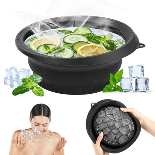 Bol De Lavage Du Visage Avec Bac à GlaçOns IntéGré, Bac à Glace En Silicone Pour Le Visage, Bol De Bain De Glace Pliable Pour Le Visage, Bol De Glace Portable Pour La Maison Ou En Déplacement