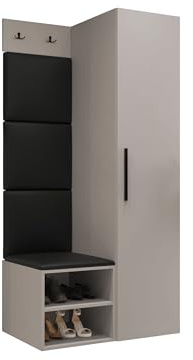 Mirjan24 Garderoben-Set Mapreni III, Schuhschrank + Kleiderhakenbrett + Kleiderschrank Gepolstertes Paneel/Wandpaneel Kleiderhaken Flurgarderobe Wandgarderobe (Cashmere, Soft 011)