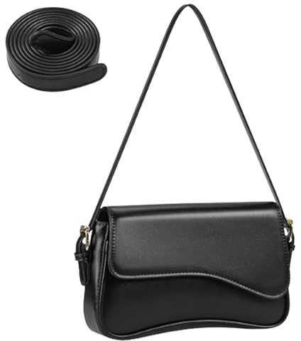 GWAWG Damen Leder Umhängetasche Mini Tote Bag Kleine Antik Weich Leder Umhängetasche Klassisch Damen Mini Kette Tasche (Schwarz)