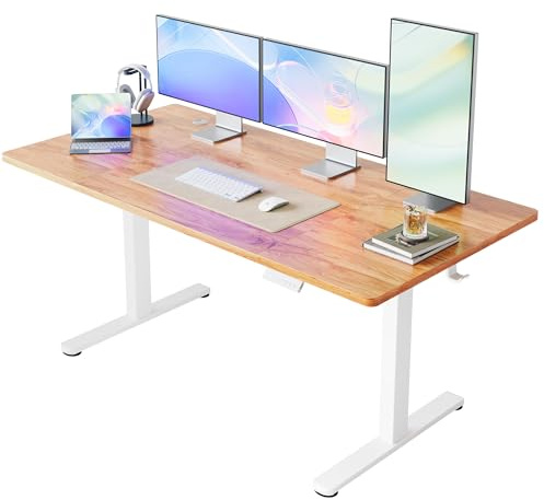 HUANUO Höhenverstellbarer Schreibtisch 160 x 80 cm, 4 Speicherhöheneinstellungen, Elektrischer Schreibtisch für Home Office & Computer-Arbeitsplatz