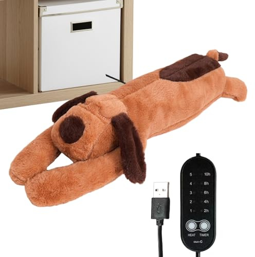 Wärmekissen Plüschtier USB Einstellbare Temperatur Auto-Abschaltung | Erwärmbarer Süßer Kuschelhund Sichere Automatische Abschaltung, Weich & Warm, Für Erwachsene, Nacken, Bauch, Periode