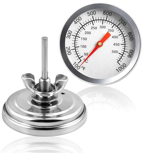 Ofenthermometer für Backofen Grillthermometer analog 80mm,0–500 °Cmit Skala | Backofenthermometer mit Skala für Rauchzone Grillzone BBQ-Zone, Räucherthermometer für Smoker, Grill und Backofen