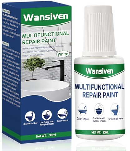 Wansiven Bathtub Repair Paint White 30ml, Tile and Enamel Touch Up Coating Specialized in Repairing Small Defects, Scratches and Cracks in Bathtubs and Sink Ceramics