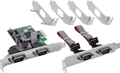 InLine PCIe Serial Karte, 4 Port RS-232 Schnittstelle, D-Sub 9, CH384L, Low-Profile Brackets, UART Interface, hohe Datenrate, 76619E