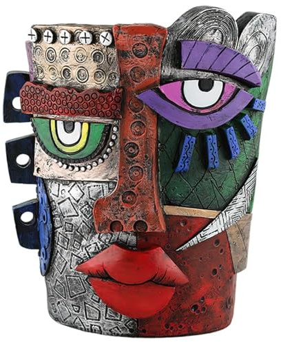 Syglawnd Face Vase Creative Resin Brutalist Abstract Beauty Colorful Face Planter Unique Indoor and Outdoor Potted Plant Container for Home Decor, Planter