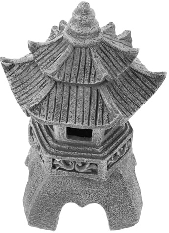PAMINGONO Lanterne de Pagode Solaire en Résine Étanche, Décoration Zen Traditionnelle Chinoise pour Jardin Extérieur, Cour et Parc, Lampe Décorative en Pierre Solaire