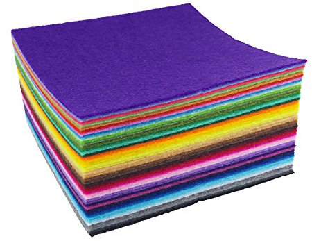 flic-flac 44PCS Assorted Color Felt Fabric Sheets Patchwork Sewing DIY Craft 1mm Thick (25 x 25 cm)