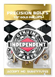 Independent Cross Phillips Head Black/Gold Standard Skateboard Hardware Sets - 7/8