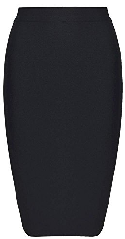 HLBandage Knee Length Rayon High Waist Women Bandage Skirt(S,Schwarz)
