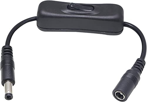CABLEPELADO DC Stromkabel mit Schalter | Kabel für LED-Streifen mit Schalter | kompatibel mit CCTV, DVR, LED-Streifen, Router, Displays, Sensoren, Alexa | DC 5,5 x 2,1 mm | Schwarz | 30 cm