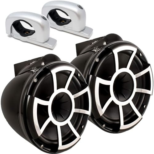 wet sounds - REV 10 Fixed Aluminum Clamp 10-Inch Tower Speakers - Black (Pair)