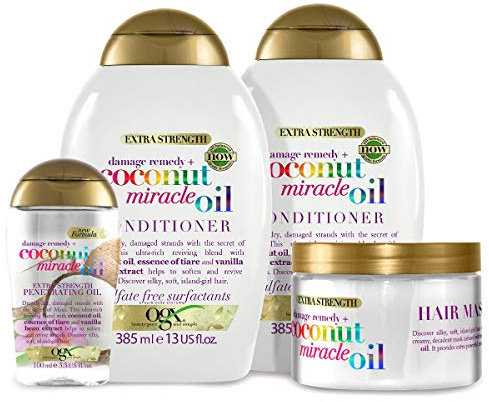 OGX Coconut Miracle Oil Set with Shampoo, Conditioner, Hair Mask and Oil