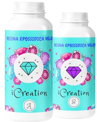 Resin Pro ® ICreation Resina Epossidica Veloce, Catalizza in metà Tempo, per Stampi in Silicone, Gioielli, Creazioni Artistiche, Fai da te, Made in Italy 750g