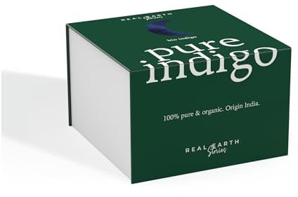 Real Earth - Índigo - 100% orgánica y natural - Tinte natural para el pelo - Barros para teñir el pelo - Coloración Natural - Cosmética ayurvédica - Vegana - Tinte Sin amoniacos - 250gr
