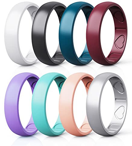 Bagues en silicone pour femme, fines bandes en caoutchouc, empilables, abordables, tendance, confortables, sans danger pour la peau, 6(16.5mm), Silicone, Non