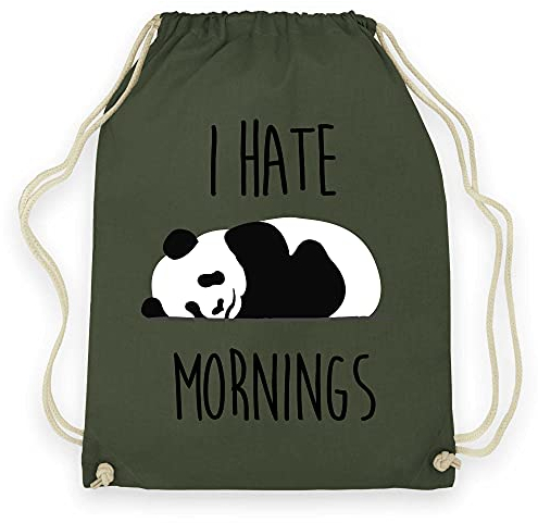 wowshirt Turnbeutel I Hate Mornings Panda I Hate Mornings Wochenende, Farbe:Olive Green