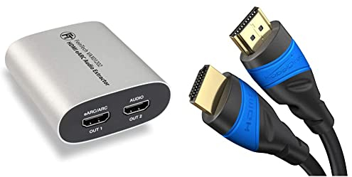 FeinTech VAX01202 HDMI eARC Audio Extractor & KabelDirekt – 0,25 m – 4K HDMI-Kabel (4K@120Hz & 4K@60Hz für Ultra-HD-Erlebnis – High Speed mit Ethernet, kompatibel mit HDMI 2.0/1.4, Schwarz)