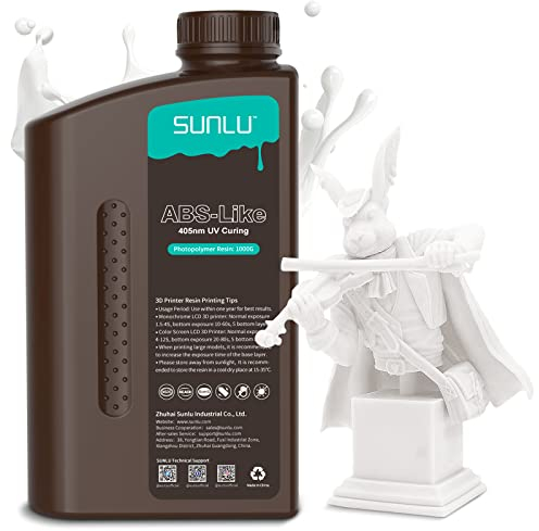 SUNLU ABS-Like 3D Drucker Resin 1KG, 405nm UV-härtendes Standard Photopolymer Schnellharz für den LCD/DLP/SLA 3D Printing, Nicht-spröde & Hohe Präzision, Weiß 1000G
