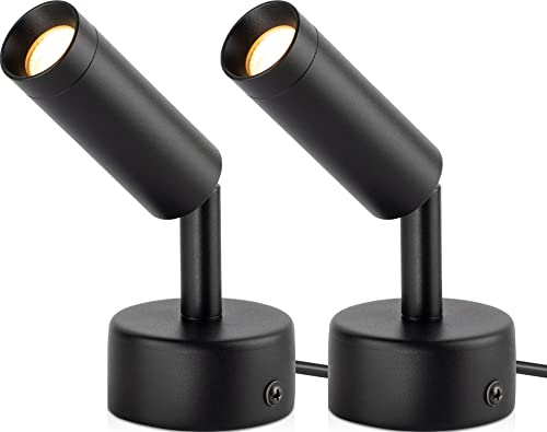 URTOM 2 Pack 3W Plug in Spotlight Indoor 3000K LED Floor Uplighting Indoor