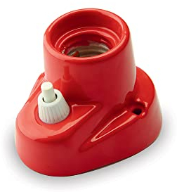 AMARCORDS - Appliques en porcelaine avec bouton, prise E27, base avec interrupteur, douille vintage de couleur ROUGE