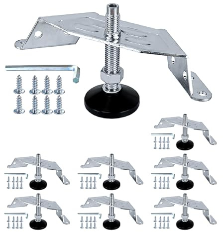 POWERTEC 71157-P2 Heavy Duty Corner Levelers with Nylon Base Non-Marring Furniture Feet for Indoor Outdoor Cabinets, Shelves and Tables | Bracket 8 Pack
