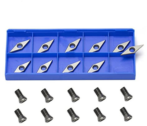 DUPHA 10pcs Diamond Carbide Insert Replacement Cutter For Woodturning, Negative Rake Angle Ci4 Diamond Carbide Replacement Cutter Inserts For DIY Woodturning