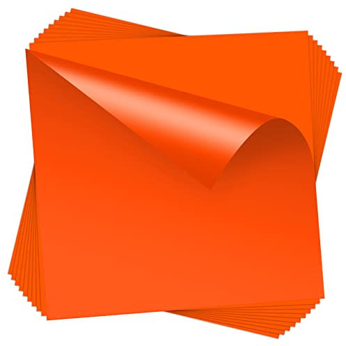 HTVDIY 10 Pack Heat Transfer Vinyl Sheets, 12x8 inch Orange HTV Iron on Vinyl for T-Shirts, Permanent HTV Sheets for Arts and Crafts