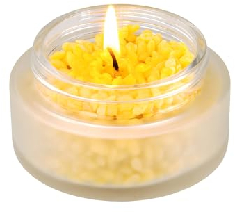 Wachsmann Glaskerze Bienenwachs Pastillen – Bienenwachskerze im Tiegel mit Bambus-Deckel graviert – Wiederverschließbar und wiederverwendbar – ökologisch und nachhaltig