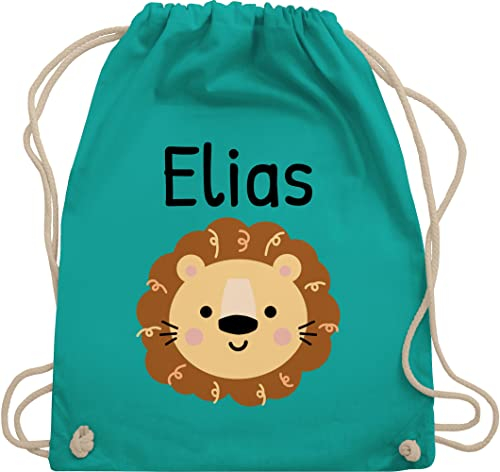 Turnbeutel Rucksack - Löwen - Süßer Löwe - Kindergarten Kita - Unisize - Türkis - personalisierte rucksäcke kindergartentasche aus stoff name rucksackbeutel tasche kindergartenkind