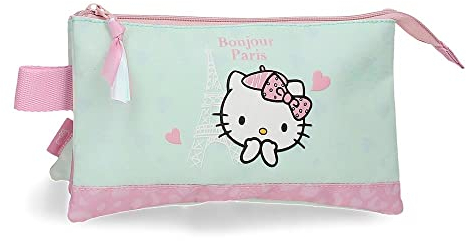 Custodia Hello Kitty Paris Tripla Rosa 22x12x5 cm Poliestere