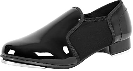 Linodes Unisex Tanzschuhe aus Kunstleder für Damen und Herren, schwarzer Lack, 10.5 Women/9.5 Men