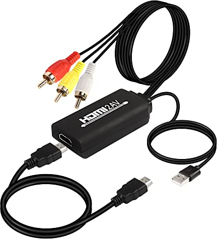 XMSJSIY Convertitore da HDMI a RCA, 1080P HDMI ad AV 3RCA CVB Cavo audio video composito, adattatore TV HDMI a vecchio supporta PAL/NTSC per PC, laptop, TV, HDTV DVD LCD proiettori - 1,8 m