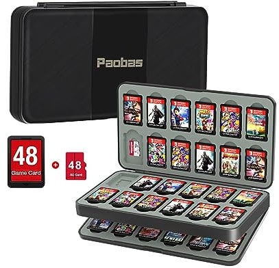 Paobas 48 Slot Game Card Case for Nintendo Switch Game Cards and Mirco SD Memory Cards, Portable Switch Lite/OLED Game Memory Card Storage Holder