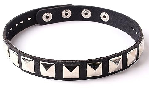 MFUOE Pulsera con tachuelas gótica punk, pulsera de cuero con hebilla, pulsera de metal tachonado de los años 80 con remache de espiga para accesorios de fiesta de Halloween