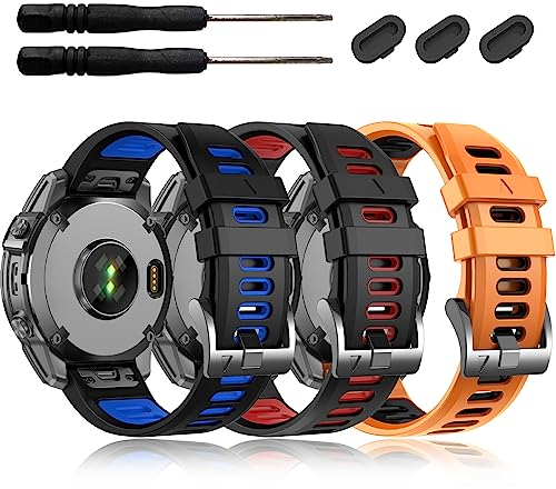 EZMVZKU 26mm Silikon Armband für Garmin Fenix 8 pro 51mm/Fenix 7X Pro/7X/6X Pro/6X/5X Plus/5X, QuickFit Ersatzarmband Uhrenarmband für Enduro 3/2/Epix Pro/Descent Mk3i/quatix 8/Tactix 8 AMOLED 51mm
