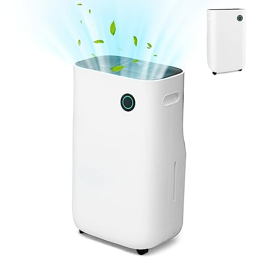 GiantexUK 40L/Day Dehumidifier, Quiet Dehumidifier with 5 Model, Digital Display, Continuous Drainage, Childlock, Laundry Drying, 3-Color Light, 6.5L Water Tank & 24H Timer, for Home Basement Office