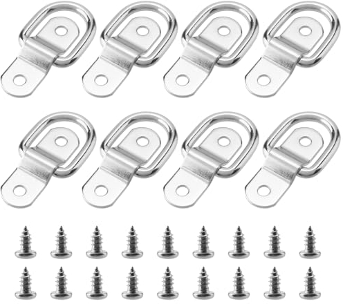 CHUEHKAK 8 Stück D Ring Zurrösen für Anhänger, D Ring Zurring Zurröse Klein, Ringanker, Aufbauring, Verzurrösen, mit 16 Schrauben, für Boote, Anhänger, Fracht, Lastwagen