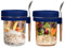 Oursouion 2Pack Overnight Oats jars with Lids and Spoons, Reusable Glass Overnight Oats Container with Measurement Marks, Breakfast jar,Oatmeal Container for Milk, Cereal, Fruit(blue)