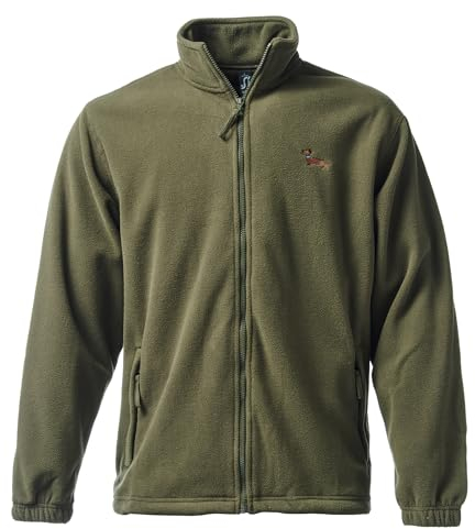 Baddery Gassi Fleece Jacke Herren & Damen : Dackel - Fleecejacke - Geschenk für Hundebesitzer, Hundeliebhaber & Jäger (Fleecejacke Army XL)