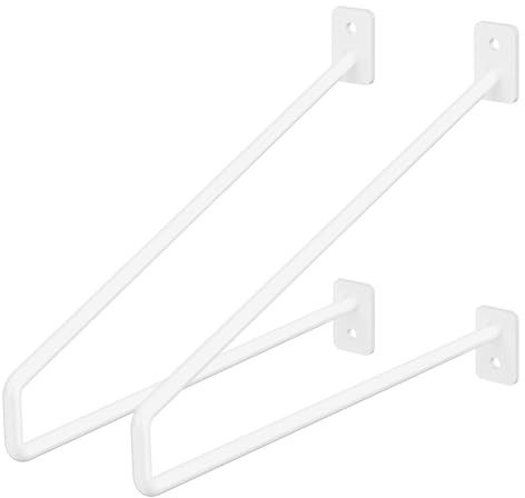 ML-Design 2 Stück Regalhalterung, 265 mm, Weiß, aus Stahl, Haarnadel Regalhalterungen, Schwebe Regalwinkel, Hairpin Wandhalterung, Regalträger für Wandmontage, Industrielle Wandregal, Wandkonsole