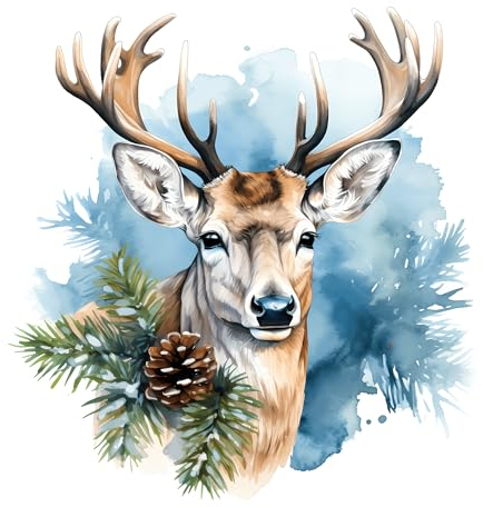 GRAZDesign Wandtattoo Hirsch Weihnachten als Wandaufkleber in blau Wanddeko Wohnzimmer Büro Party Weihnachtsdeko - 32x30cm