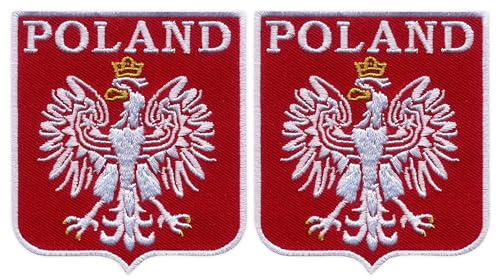 Set mit zwei polnischen Wappen – Standard – Polen – zum Aufnähen – bestickt