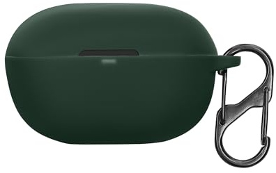kwmobile Schutzhülle für Anker Soundcore Life A3i Hülle - TPU Silikon Case für Kopfhörer Ladecase - stoßfestes Cover mit Karabiner - Dunkelgrün