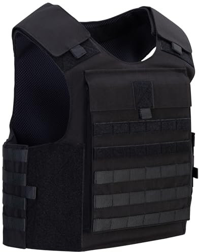 SHIELD Germany - Chaleco antibalas con SK1 – SK4 y protección de puntadas, chaleco de seguridad para hombre, chaleco de seguridad, a prueba de balas, color negro, Sin balística, XL